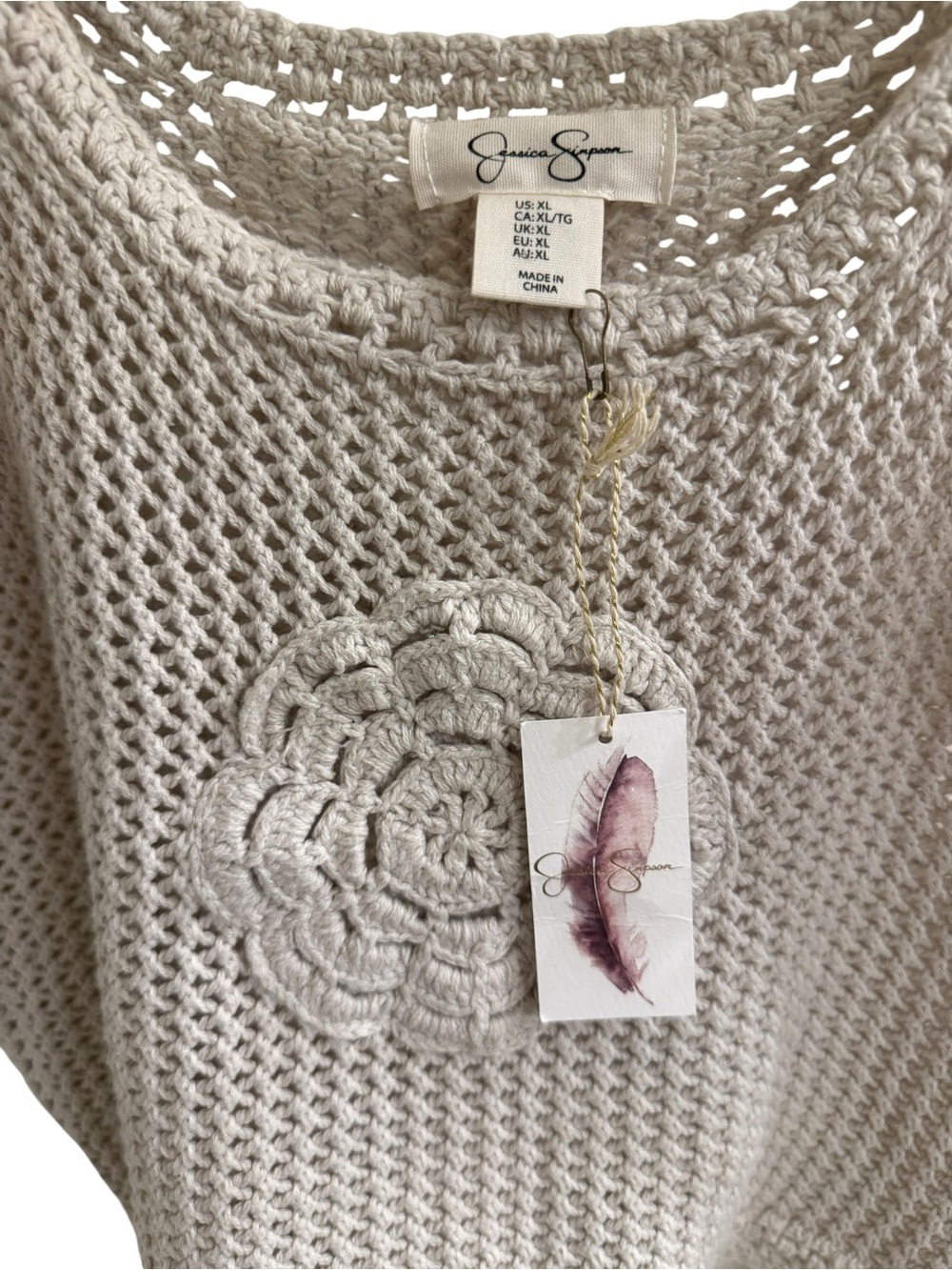 Jessica Simpson NWT XL crochet boho tank - Cream - Picture 4 of 4